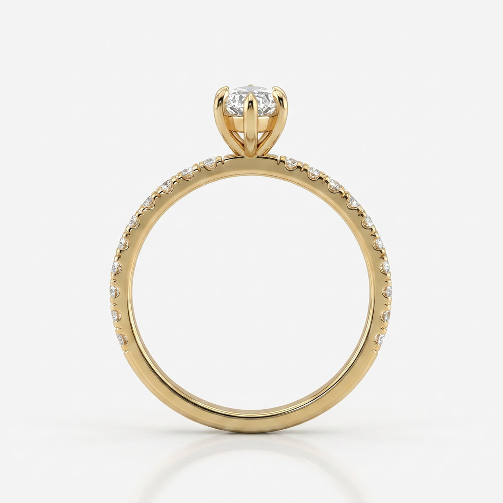 Elegant marquise-cut diamond Side Stone engagement ring