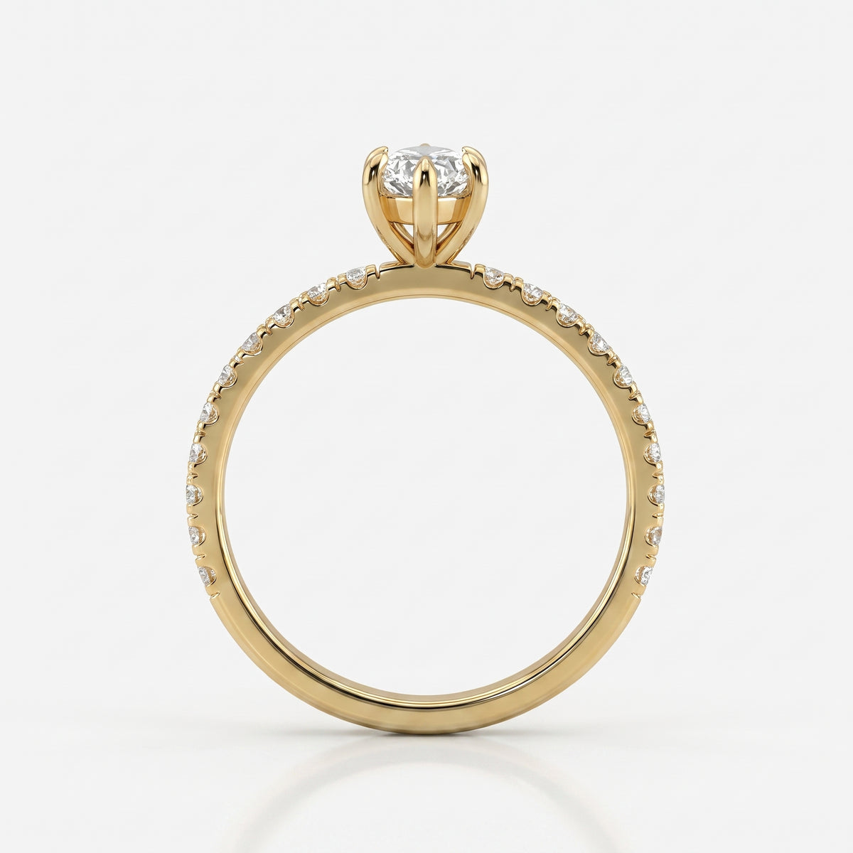 Modern Marquise-cut diamond Pavé Side Stone Ring