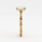 Botanical Motif Emerald-Cut Diamond Vintage Ring