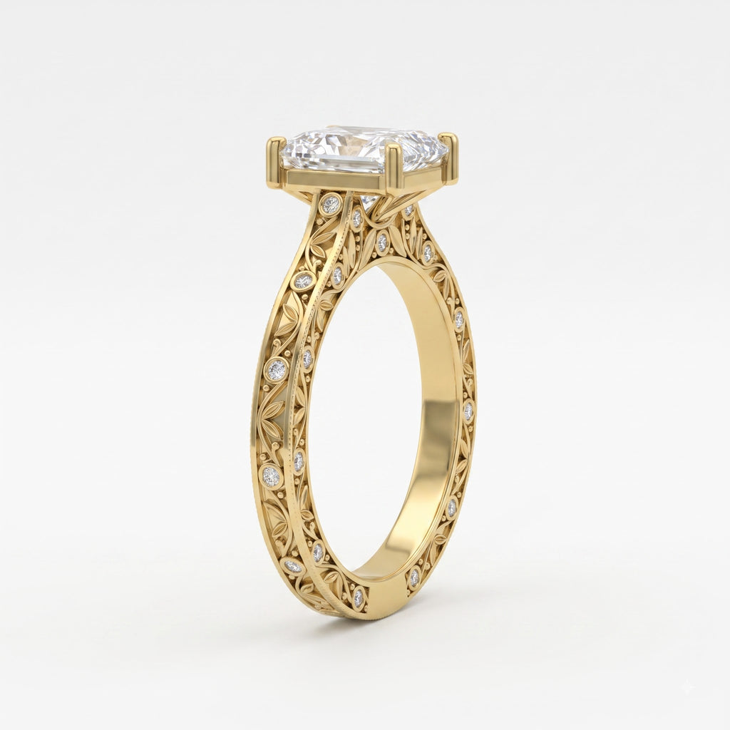 Élan Aurelia Fleur Long Cushion Diamond Vintage Ring