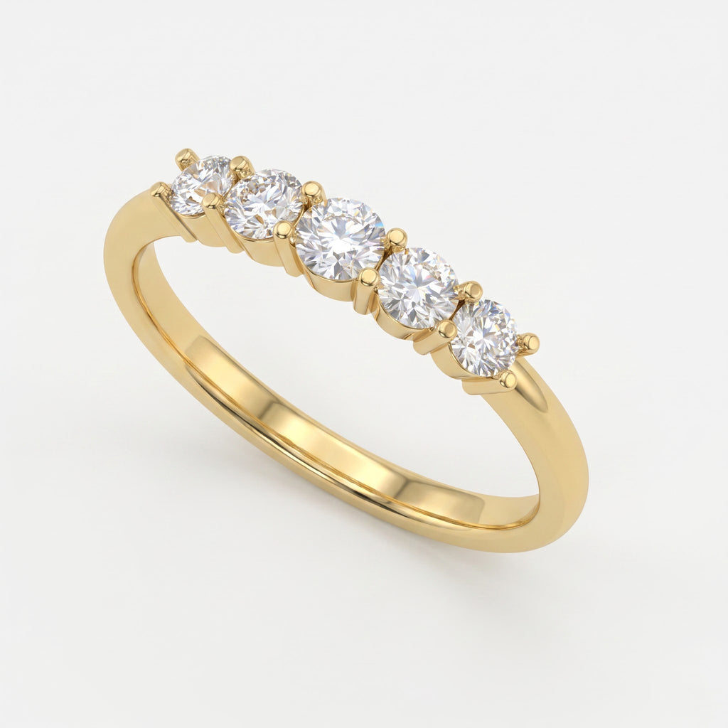 Modern 5 Stone Round Diamond Eternity Ring