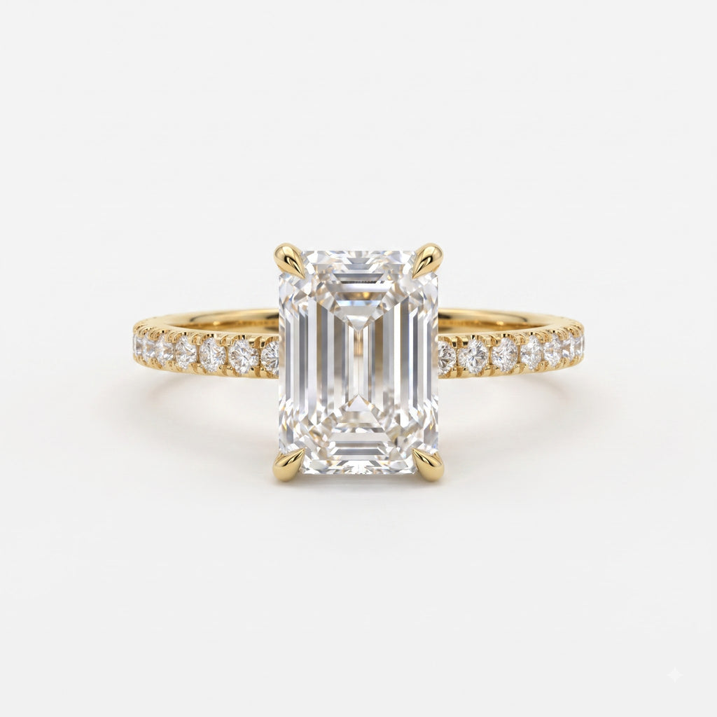 Emerald Cut Lab Grown Diamond Engagement Ring