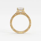 Botanical Motif Emerald-Cut Diamond Vintage Ring