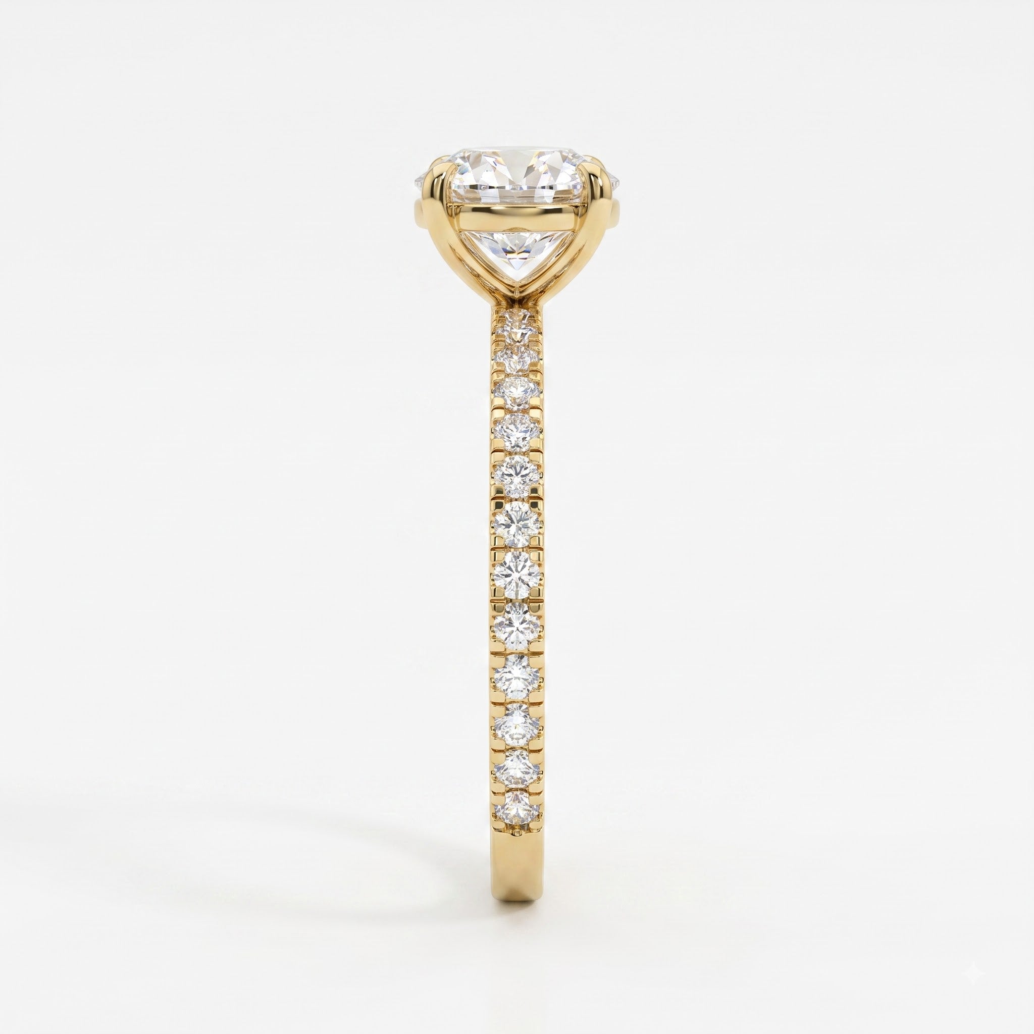 Modern Luxury Round Cut Diamond Pavé Setting Engagement Ring