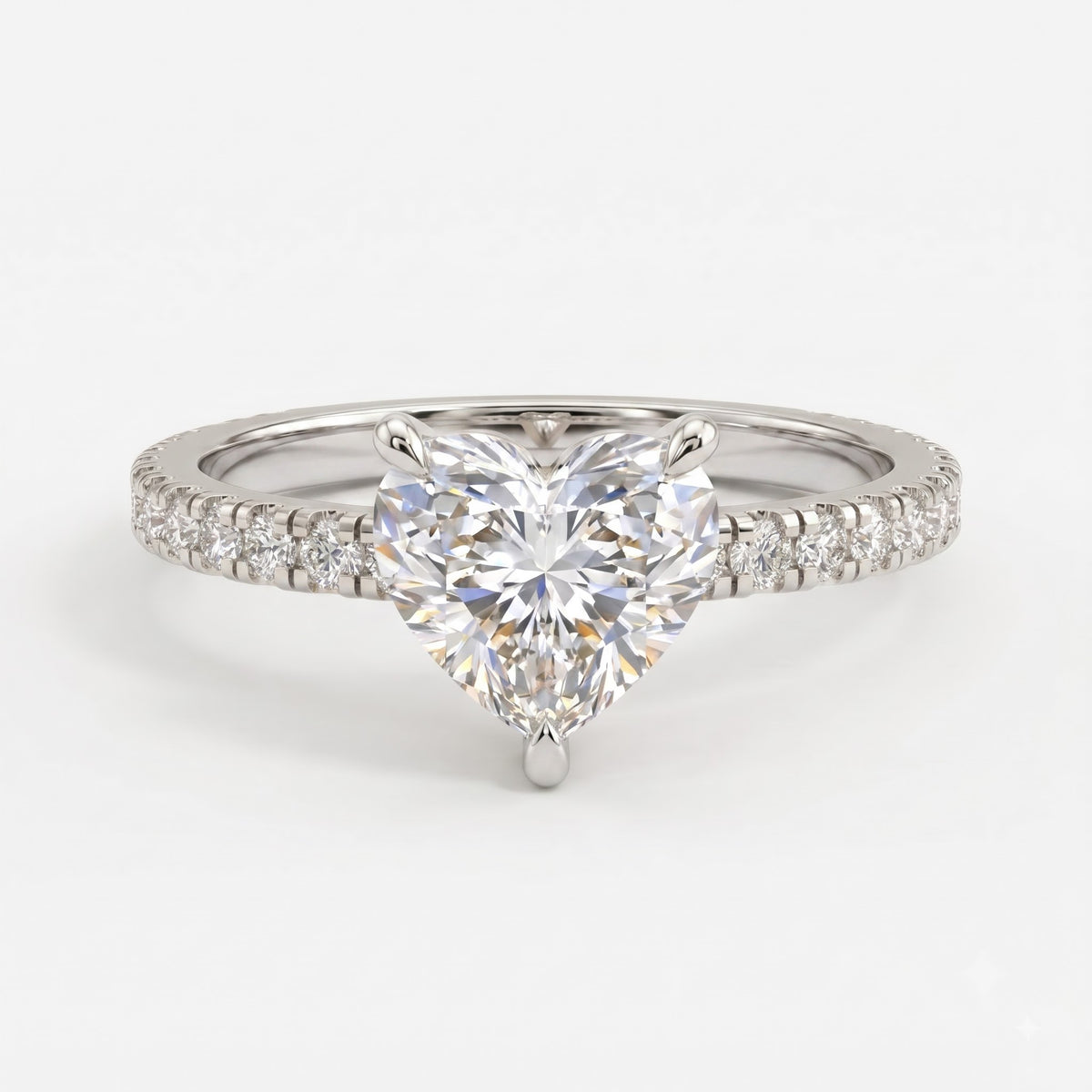 Eternal Heart Diamond Pave Setting Engagement Ring