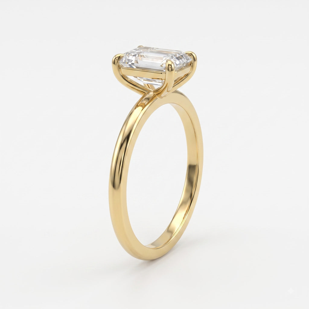Modern heirloom luxury Emerald Cut Diamond Solitaire Ring