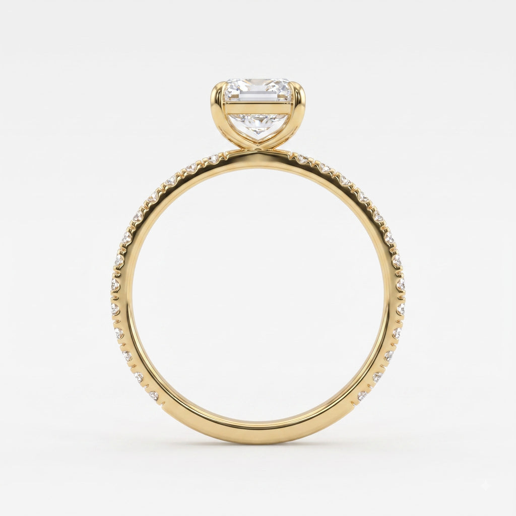 Modern Ascher Cut Lab Diamond Solitaire Engagement Ring