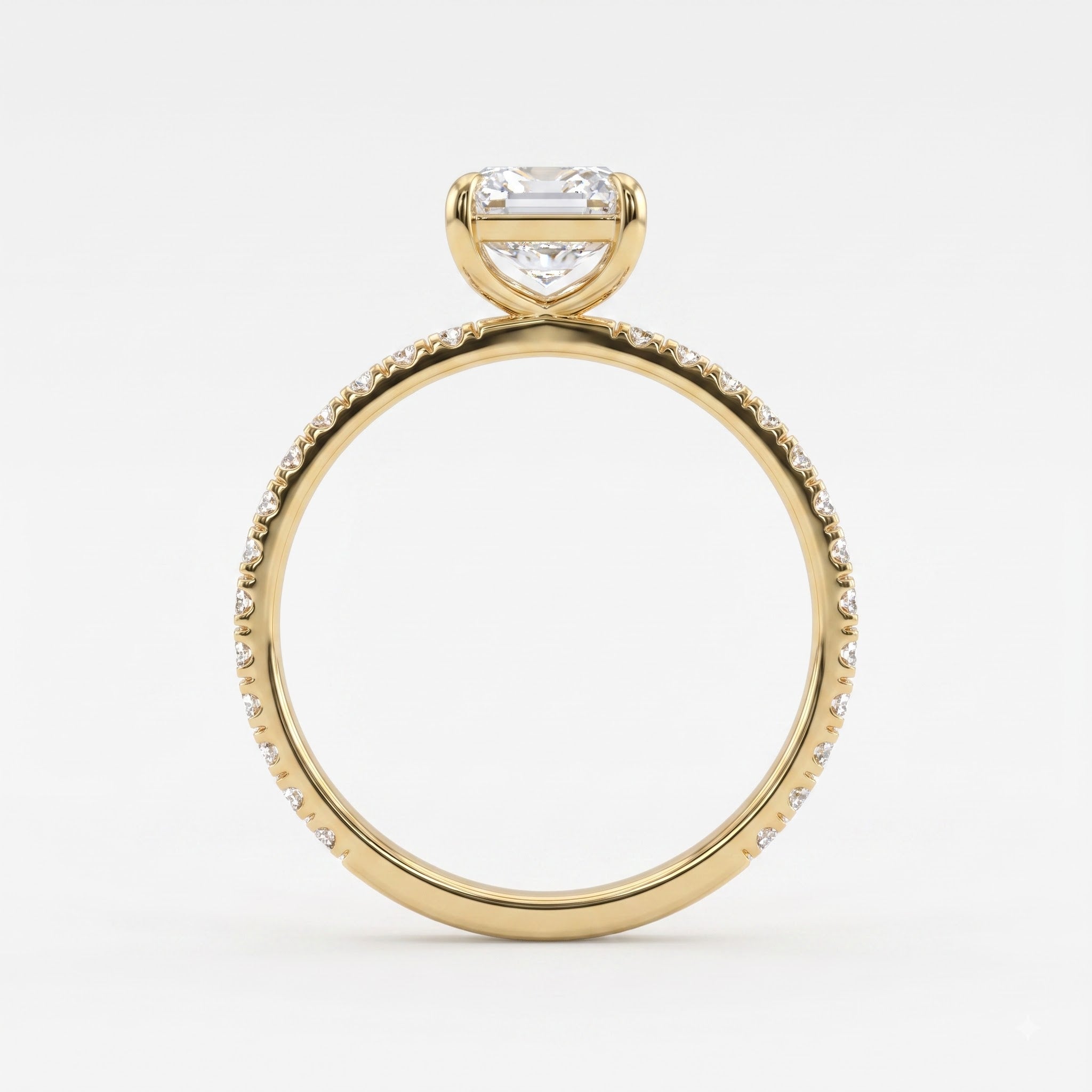 Modern Ascher Cut Lab Diamond Solitaire Engagement Ring