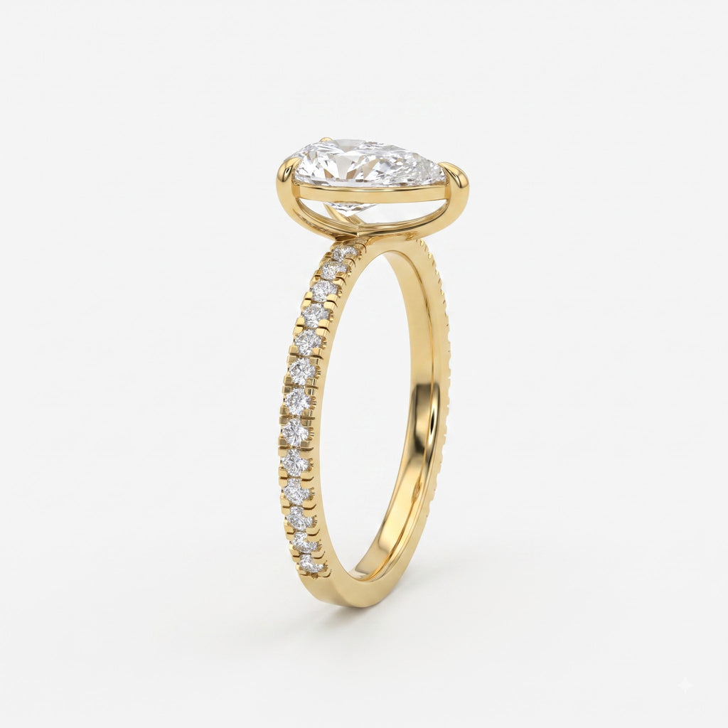Modern Luxury Pear Cut Lab Grown Diamond Engagement Ring