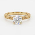 Vintage Inspired Regal Bloom Round Diamond Hidden Halo Ring