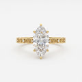 The Botanical Leaf Motif Engraved Marquise Diamond Vintage Ring