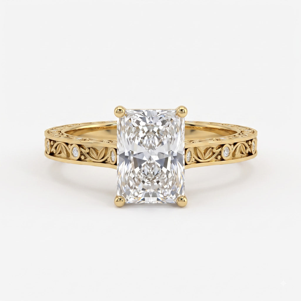 Eternal Radiance Luxe Radiant-Cut Diamond Vintage Ring