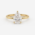 Minimalist Modern Teardrop Pear Cut Diamond Solitaire Ring