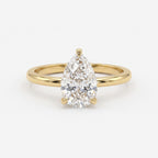 Minimalist Modern Teardrop Pear Cut Diamond Solitaire Ring