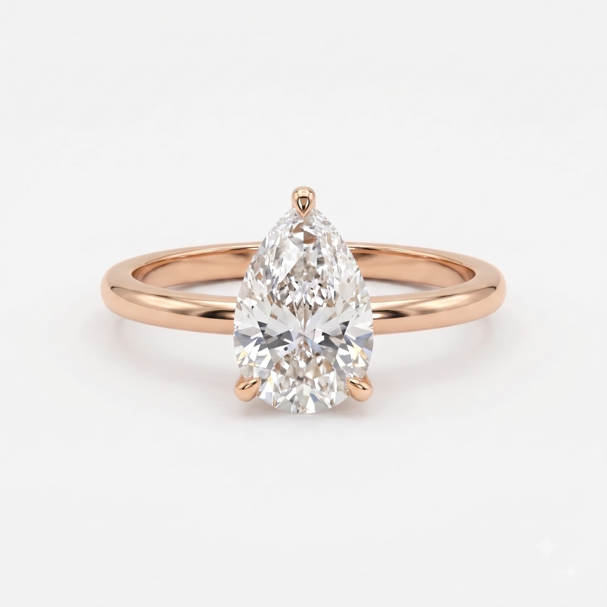 Minimalist Modern Teardrop Pear Cut Diamond Solitaire Ring