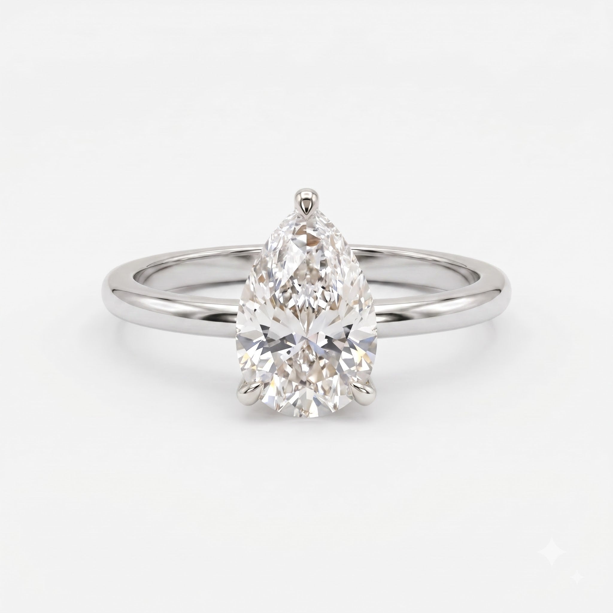 Minimalist Modern Teardrop Pear Cut Diamond Solitaire Ring