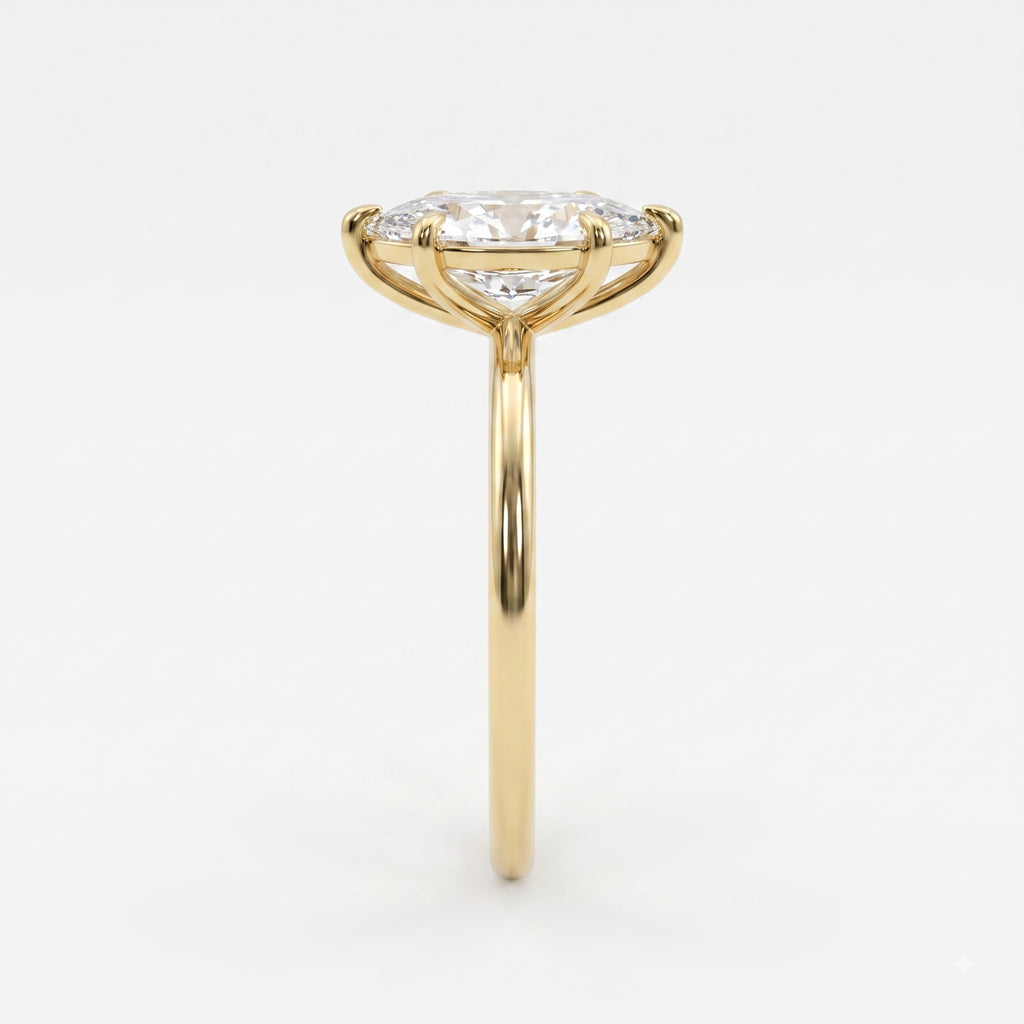 Elongated Marquise Diamond Solitaire Engagement Ring
