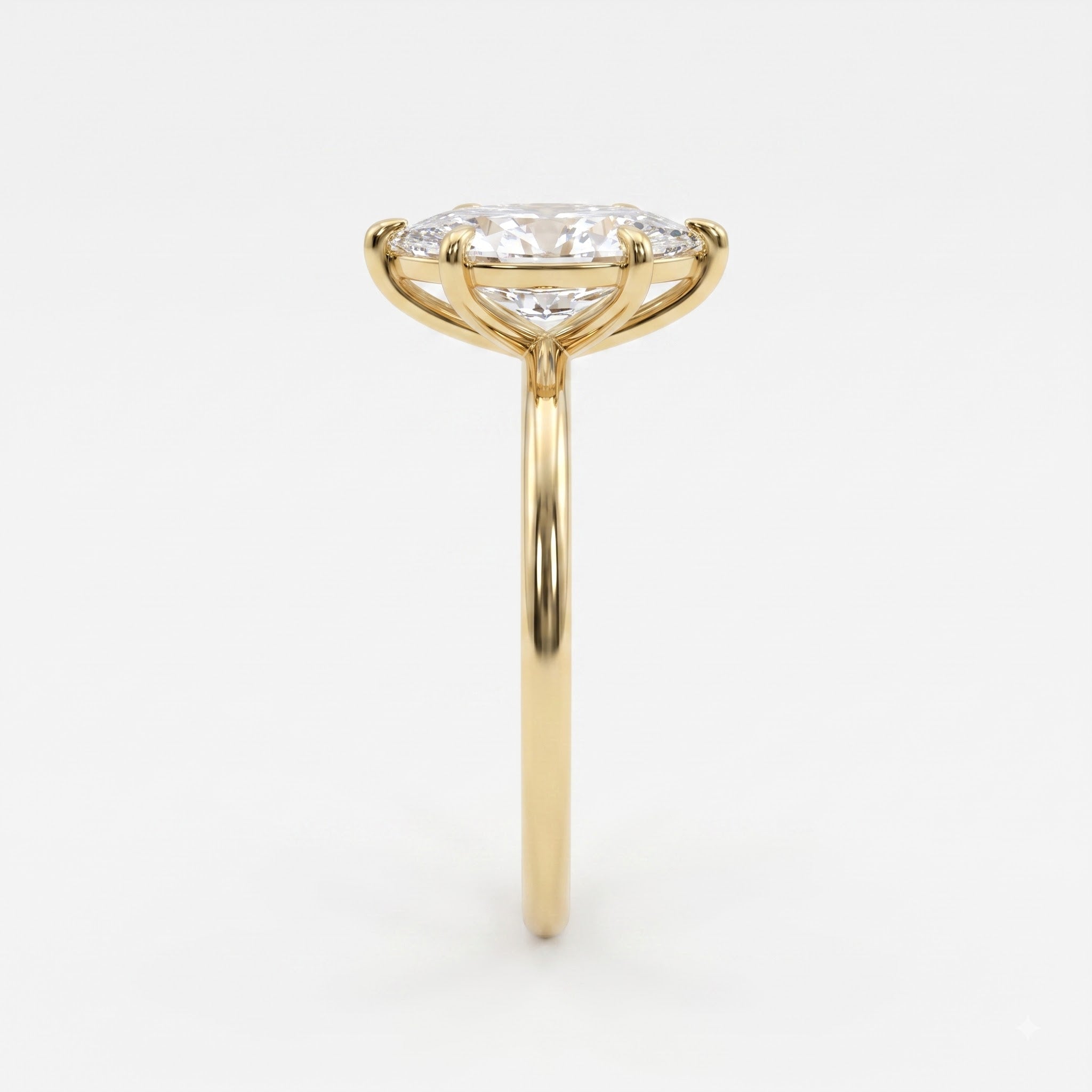 Elongated Marquise Diamond Solitaire Engagement Ring