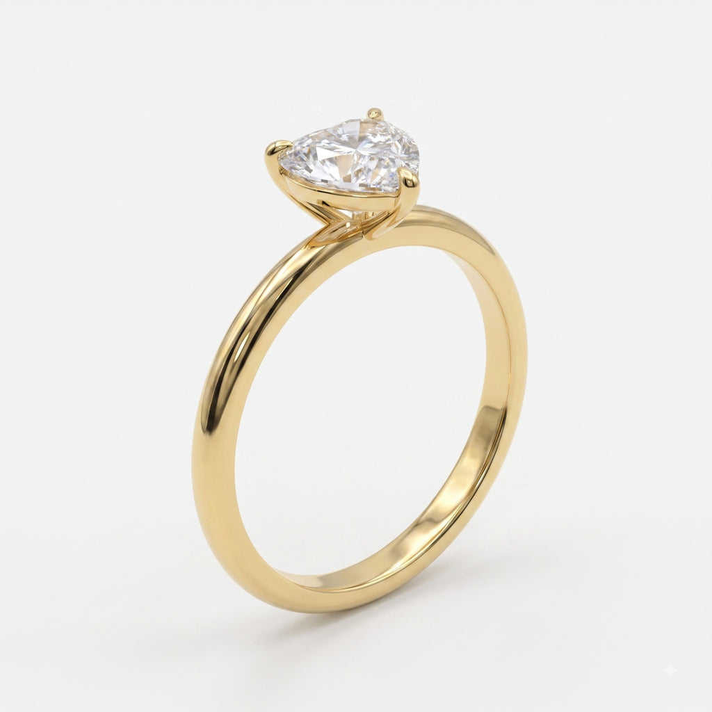 Minimalist Heart Cut Lab Diamond Engagement Ring