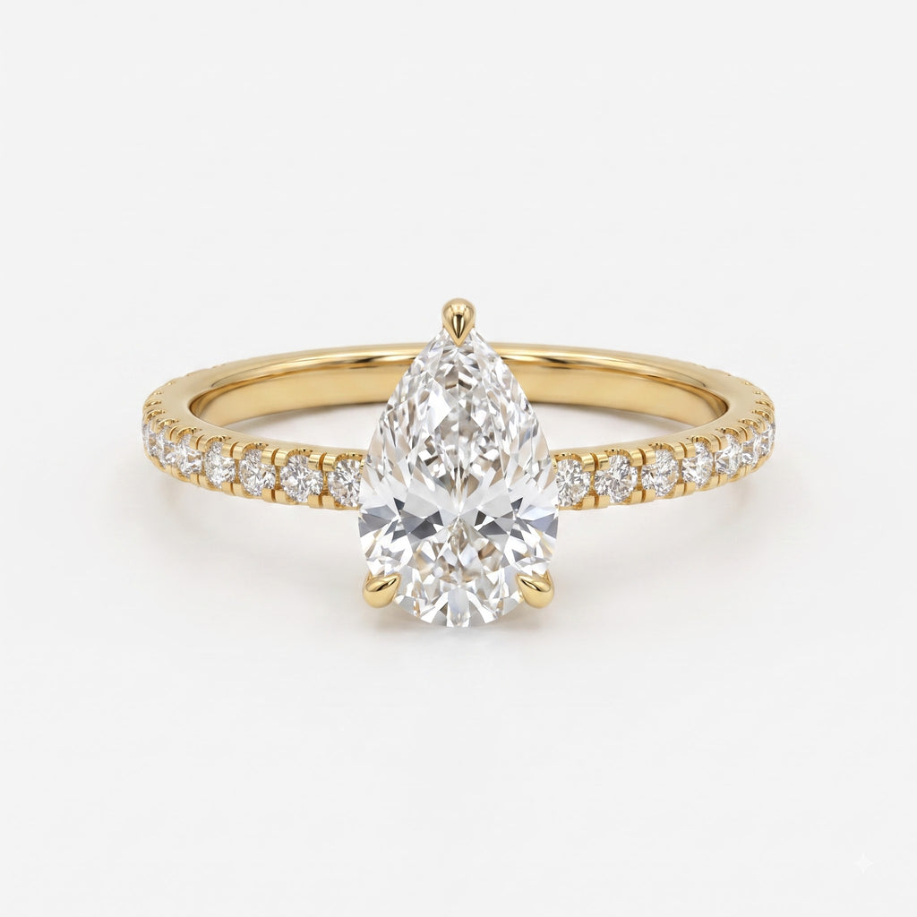 Modern Luxury Pear Cut Lab Grown Diamond Engagement Ring