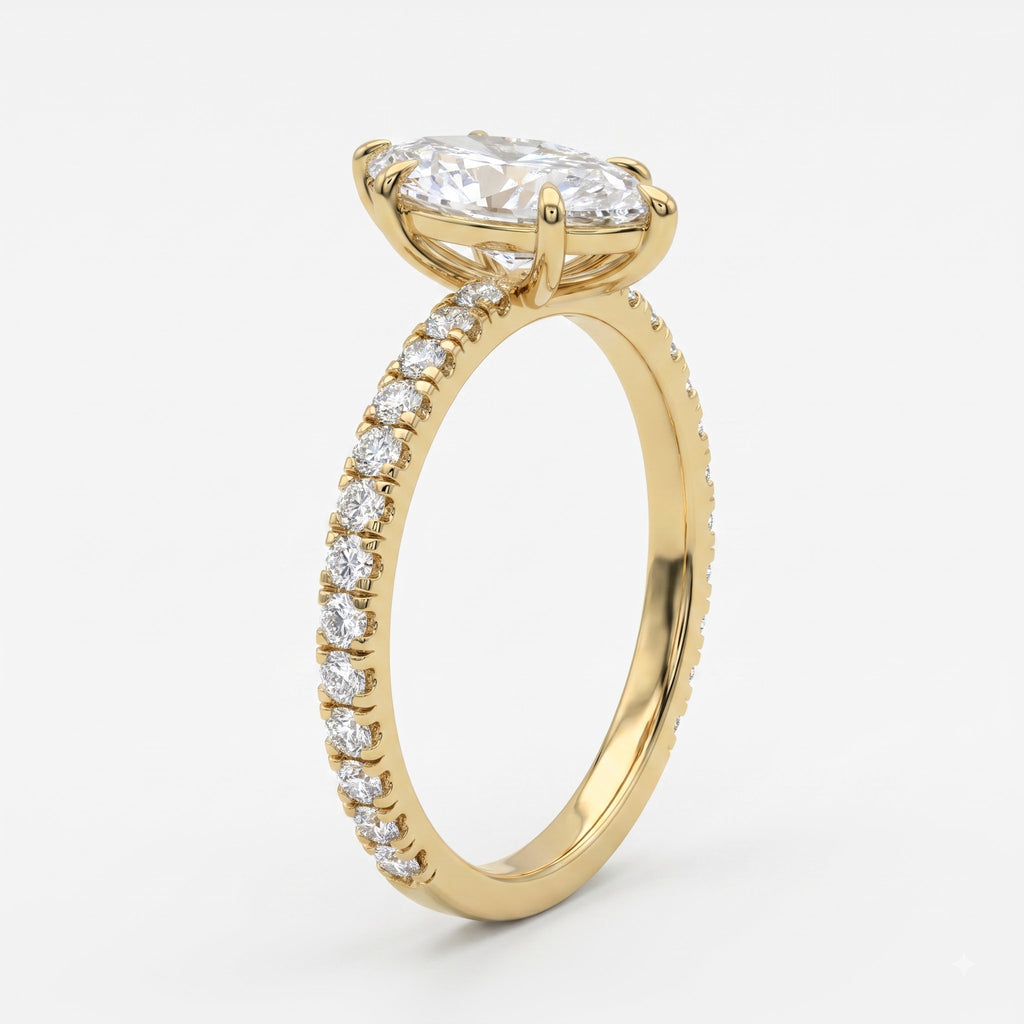 Modern Marquise Cut Lab Grown Diamond Engagement Ring