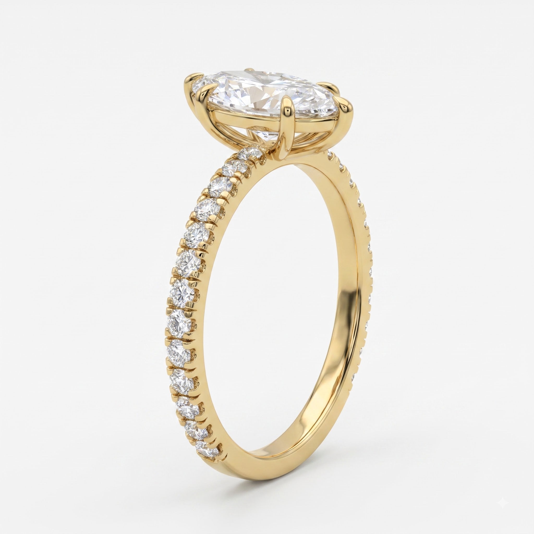 Modern Marquise Cut Lab Grown Diamond Engagement Ring
