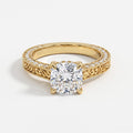 Luxury Vintage Inspired Cushion Cut Diamond Hidden Halo Ring