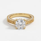 Luxury Vintage Inspired Cushion Cut Diamond Hidden Halo Ring