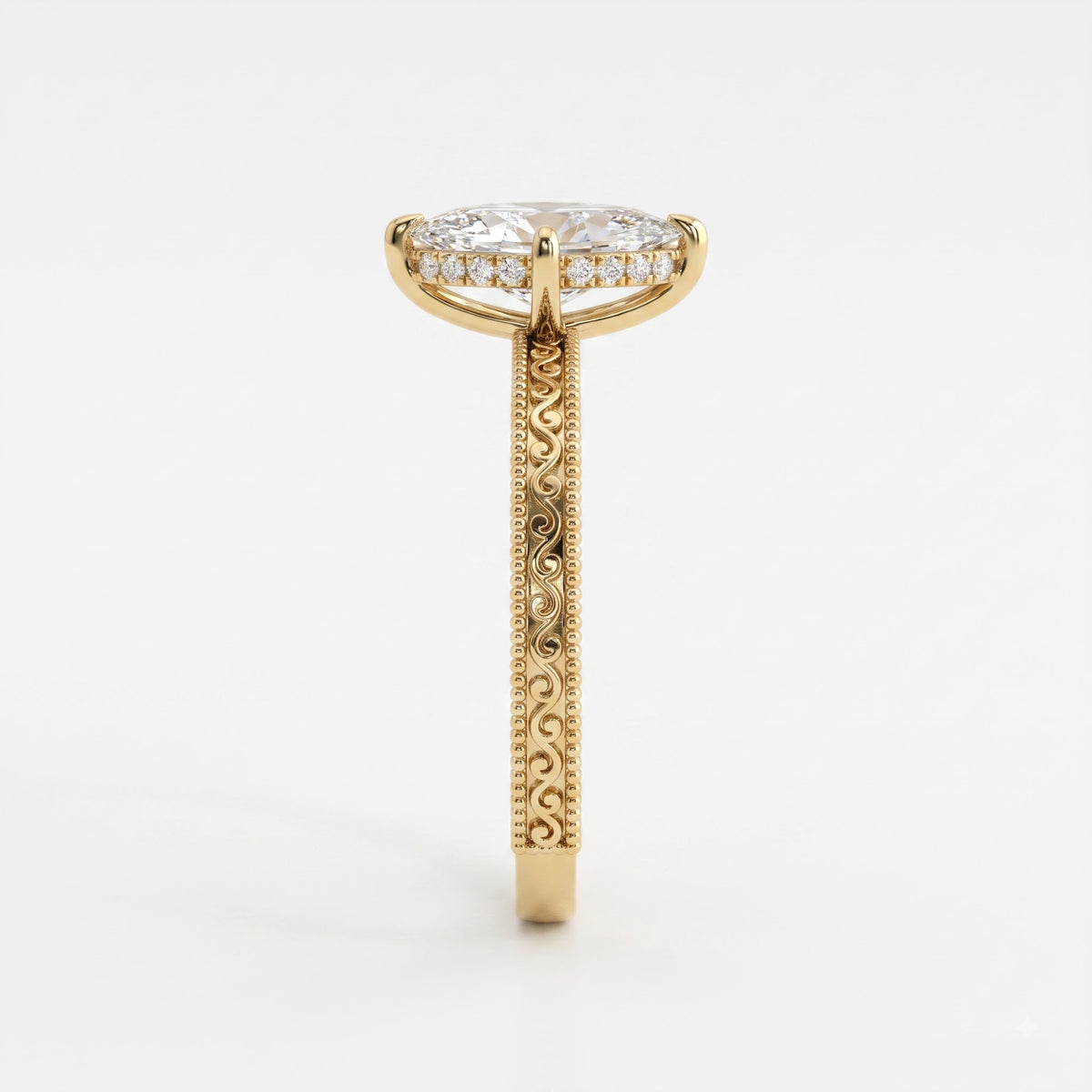 Celestine Marquise Diamond Heirloom Hidden Halo Ring