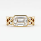 Elegance Statement Emerald-cut diamond Side Stone ring