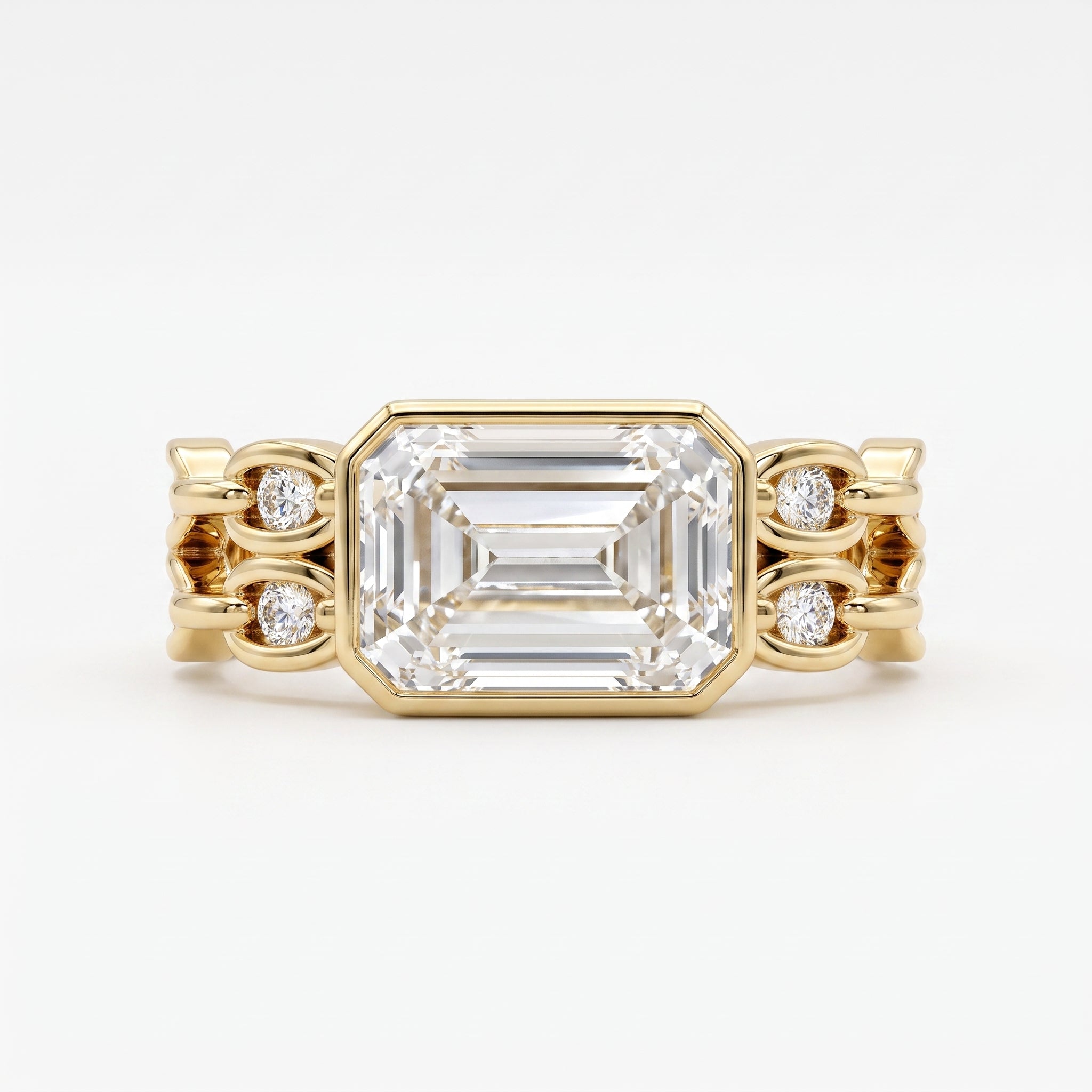 Elegance Statement Emerald-cut diamond Side Stone ring