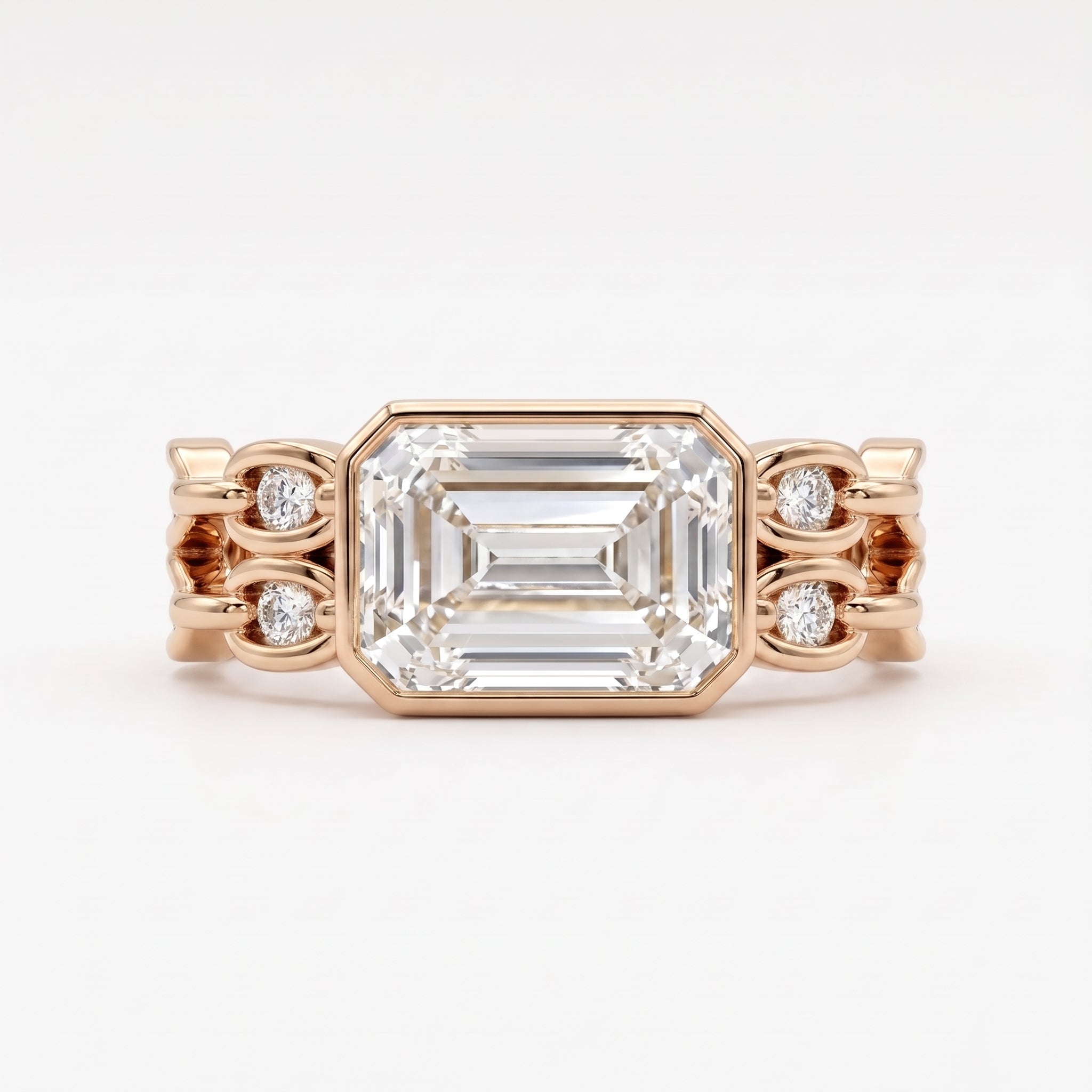 Elegance Statement Emerald-cut diamond Side Stone ring