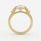Elegant Oval Diamond Bezel Setting Side-Stone Ring