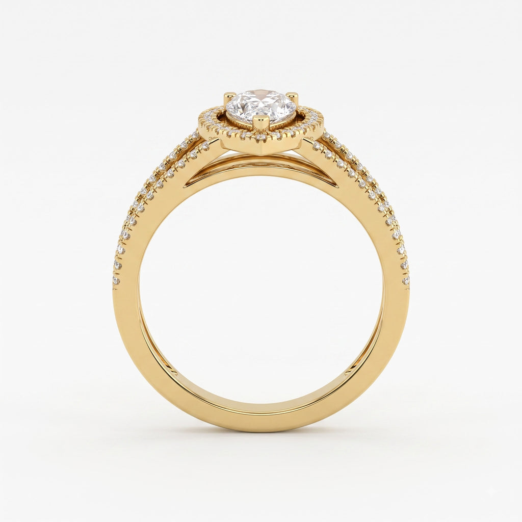 Élan Pear Diamond Sculptural Side Stone Ring