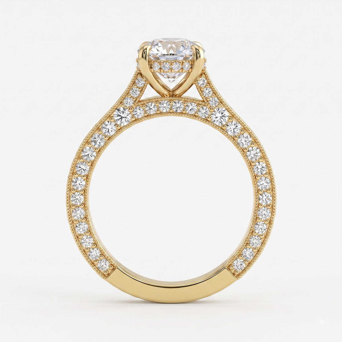 The Aurelia Royale Ornate Round Diamond Hidden Halo Ring