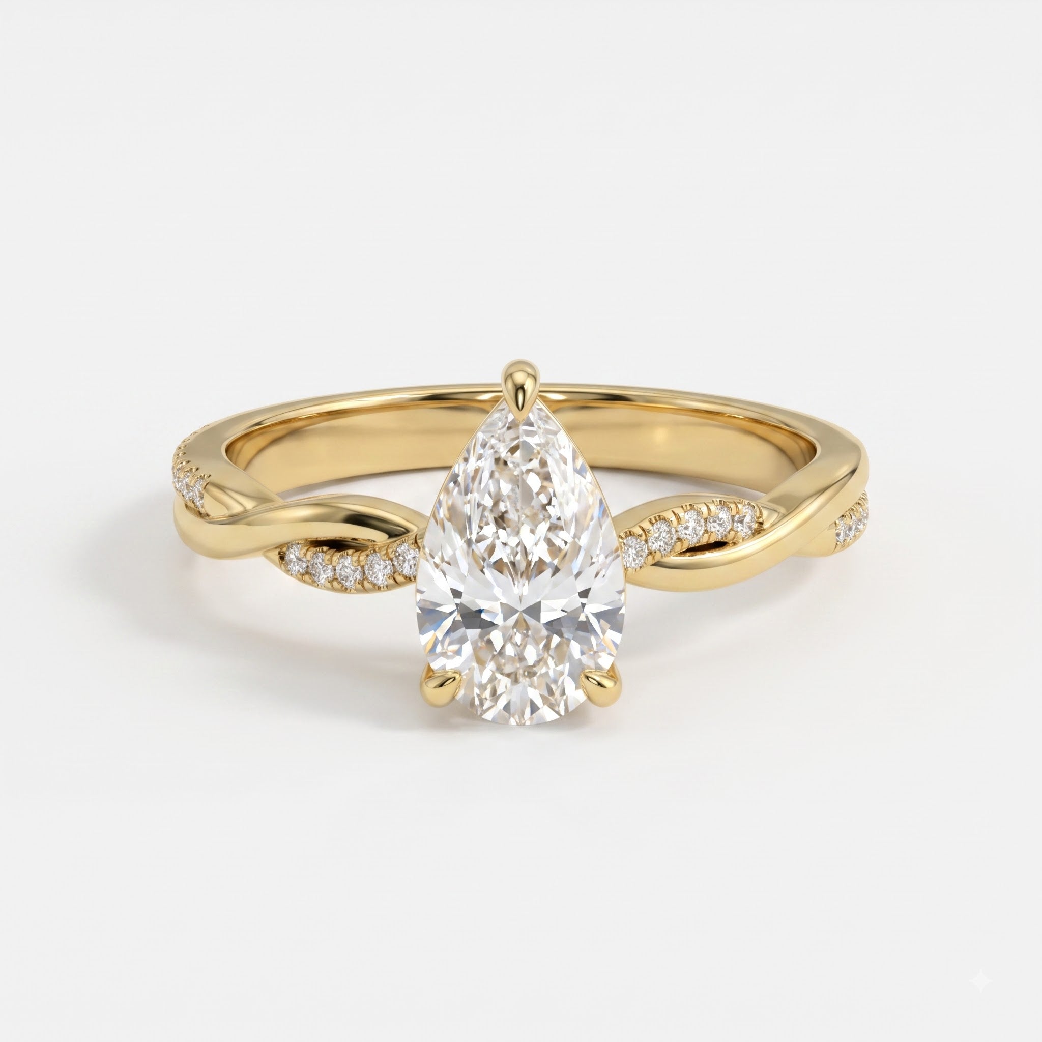 Seraphina Pear Diamond Crossover Side Stone Engagement Ring