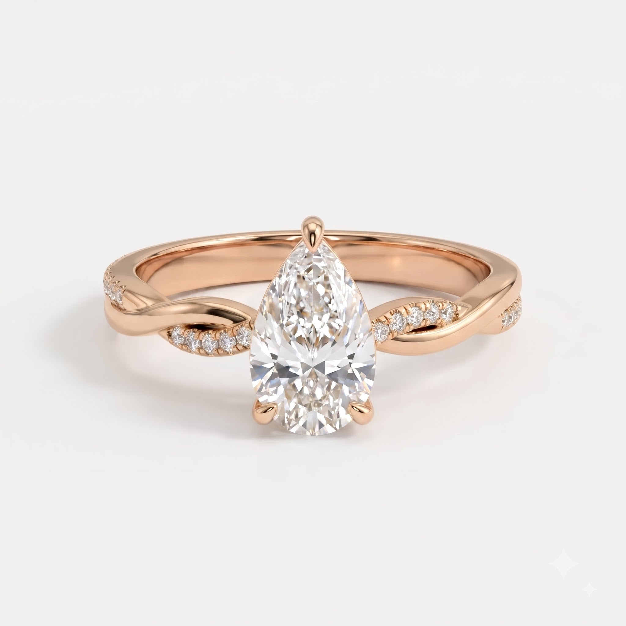 Seraphina Pear Diamond Crossover Side Stone Engagement Ring