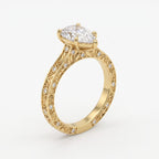 Aurelia Fleur Floral Pear Diamond Vintage Ring