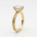 Celestia Royale Emerald-Cut Diamond Hidden Halo Ring
