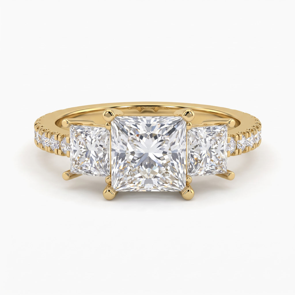Regal Élan Princess-Cut Diamond Side Stone Ring