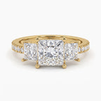 Regal Élan Princess-Cut Diamond Side Stone Ring