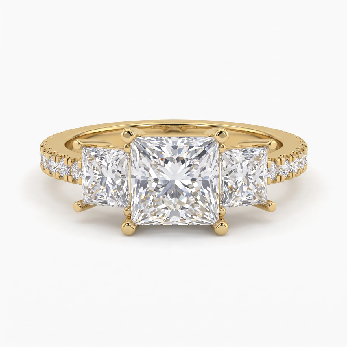 Regal Élan Princess-Cut Diamond Side Stone Ring