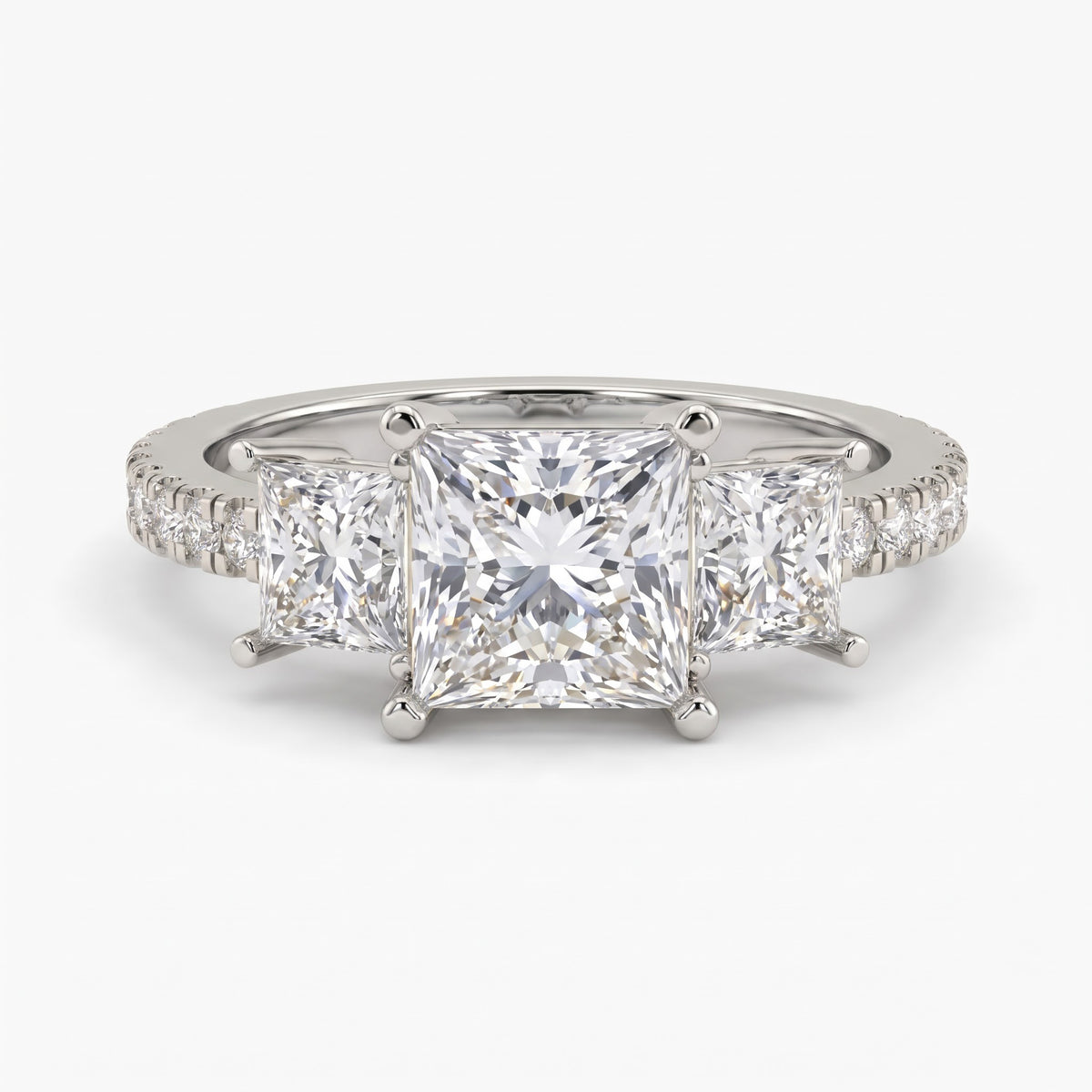 Regal Élan Princess-Cut Diamond Side Stone Ring