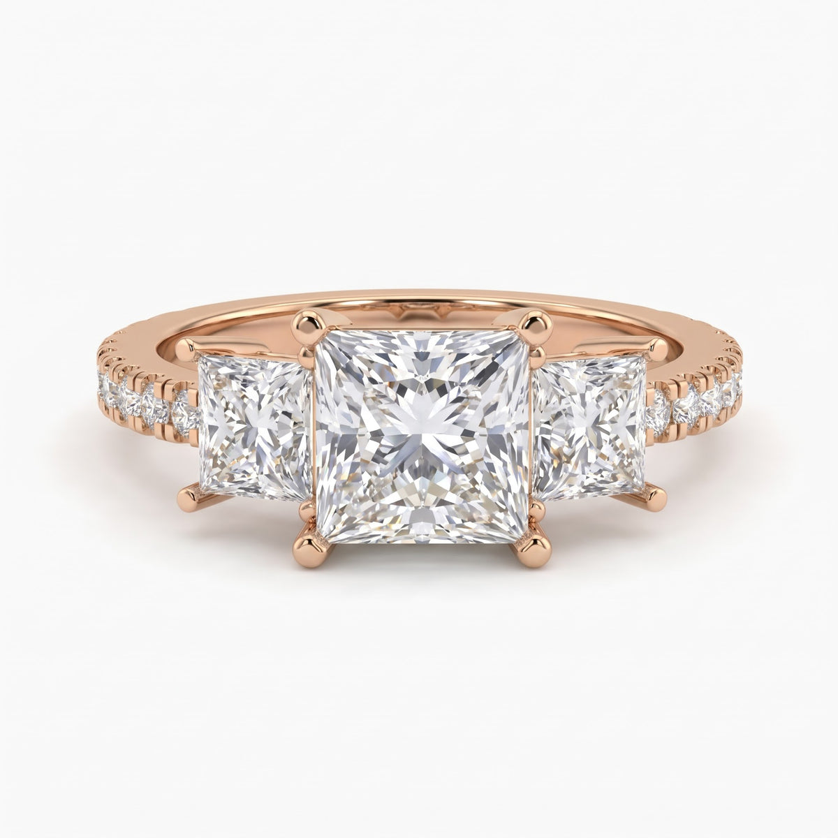 Regal Élan Princess-Cut Diamond Side Stone Ring