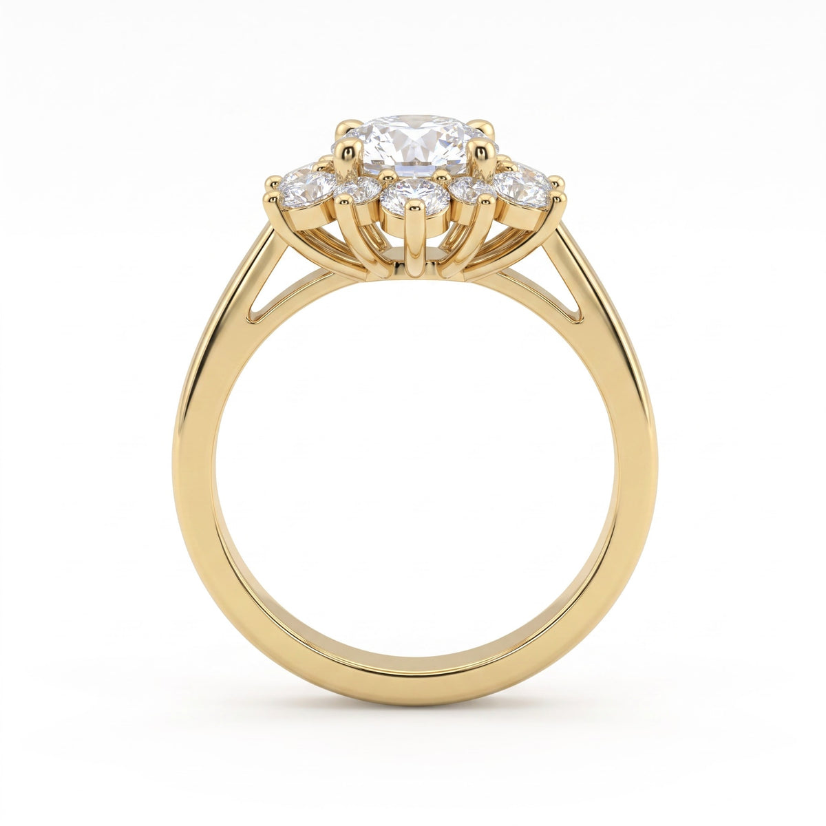 Luminous Floral Round Diamond Halo Ring