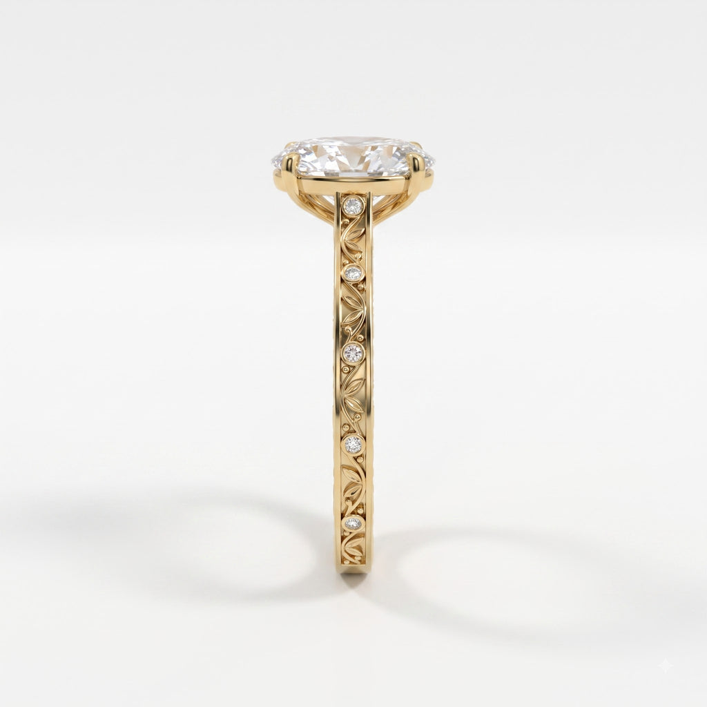 Aurelia Élan Oval Diamond Filigree Vintage Ring