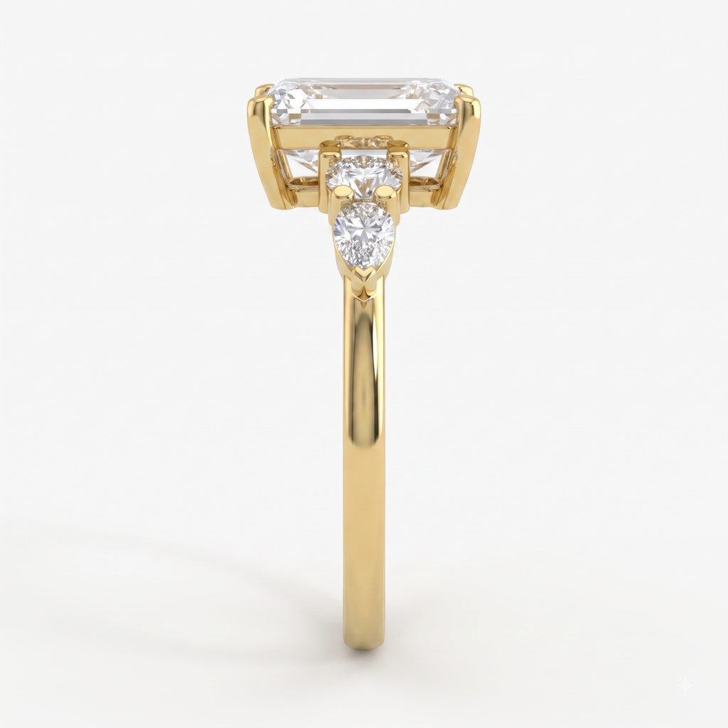 Emerald Cut Striking five-stone Diamond Engagement Ring