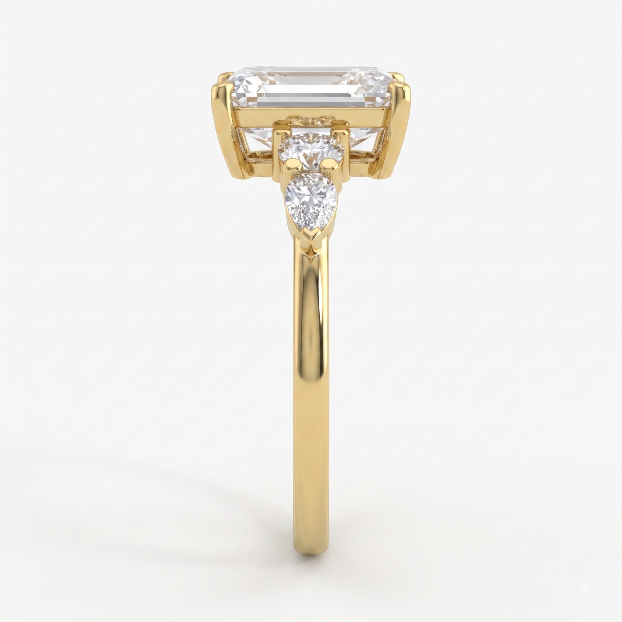 Emerald Cut Striking five-stone Diamond Engagement Ring