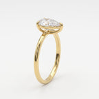 Minimalist Modern Teardrop Pear Cut Diamond Solitaire Ring