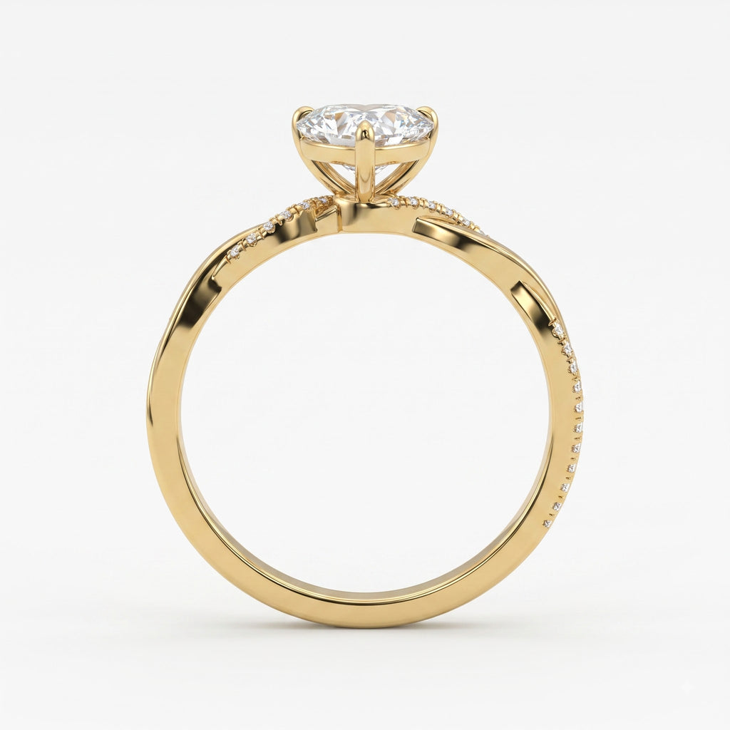 Aurelia Heart Cut Diamond Twisted Side Stone Ring